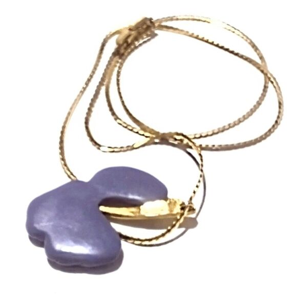 Vintage Givenchy 1980 Lavender Flower Gold Tone Designer Runway Necklace - Picture 7 of 10